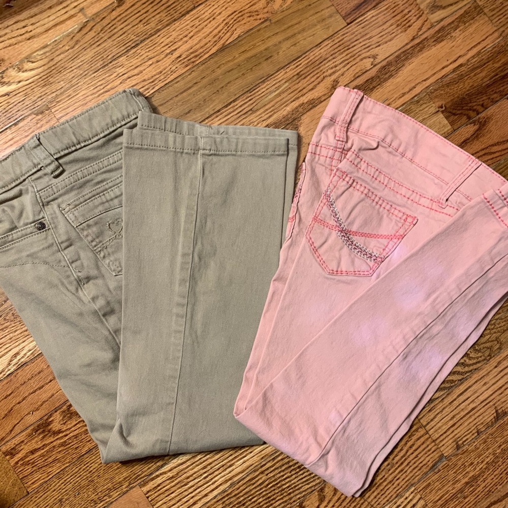 2 pair of pants girls size 6x/7 khaki and pink
